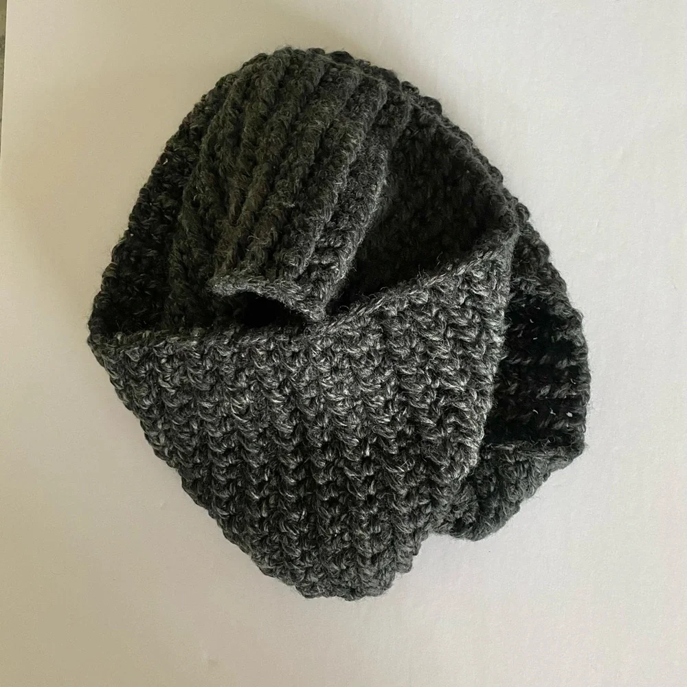 Charcoal heathered hand knitted infinity scarf